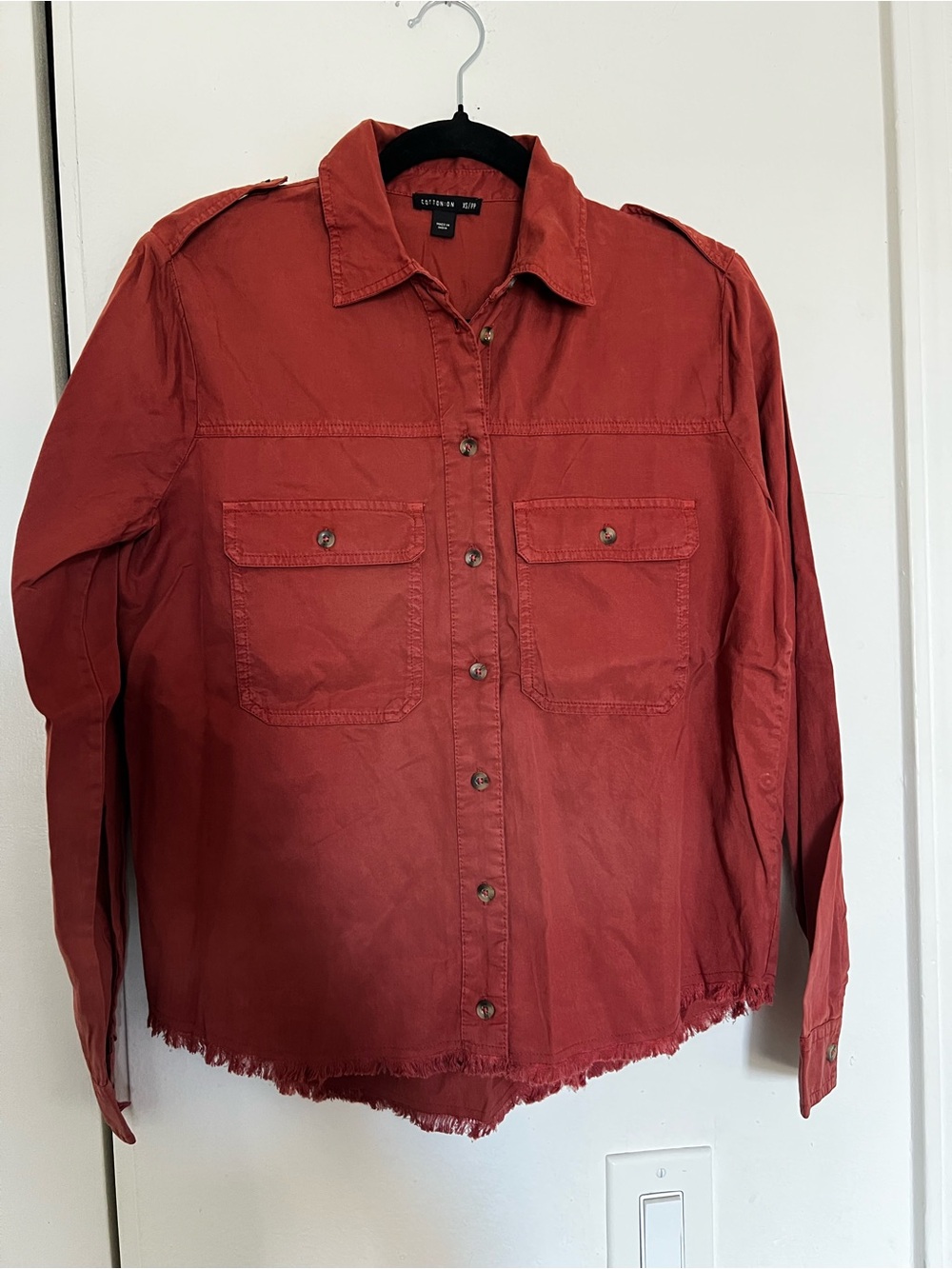 Cotton On Rust Red Button-Front Utility Shirt